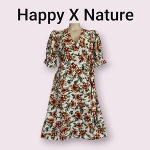 NEW! Happy x Nature Kate Hudson Floral Wrap Dress, Size Medium 55% Linen in XXL